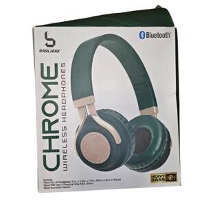 Bass Jaxx Chrome Wireless Headphones Bluetooth Dark Green NEW In Box